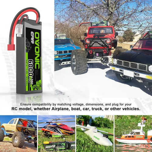 Miniatura 5 de OVONIC 2S LiPo Batería 6000mAh 7.4V 130C RC Batería con Dean-Estilo T Conector
