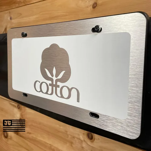 Miniatura 2 de Placa de matrícula decorativa de algodón blanco - 6"x12" de aluminio cepillado, etiqueta novedosa para exhibición en parachoques delantero