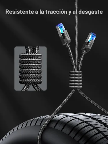 Miniatura 8 de UGREEN Cable Ethernet Cat 8 de 6 pies, cable de red trenzado de alta velocidad de 40 Gbps 2000 Mhz Cat8 RJ45 blindado para interiores Heavy Duty