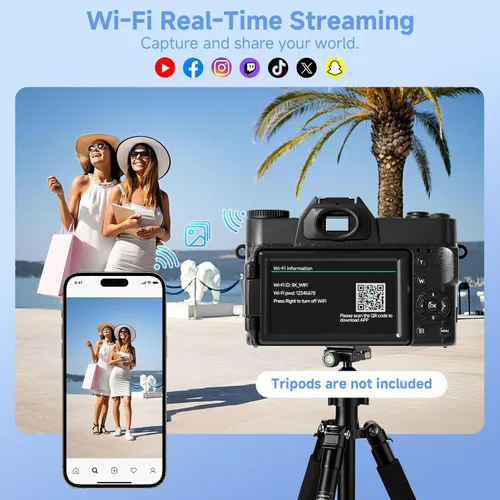 Miniatura 4 de Cámara Digital, Cámaras Digitales UHD 75MP 5K para Fotografía con WiFi, Tarjeta SD de 64GB Cámara de Viaje para Vlogging para YouTube, Con Pantalla