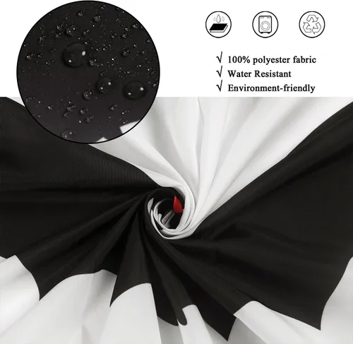 Miniatura 4 de Cortina de ducha de Halloween, con temática de Halloween, diseño de murciélago blanco y negro, decoración de fiesta de Halloween, tela impermeable
