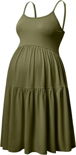 Miniatura 36 de GINKANA Vestido de maternidad sin mangas para mujer, con tirantes ajustables, vestido casual de verano para uso diario o baby shower