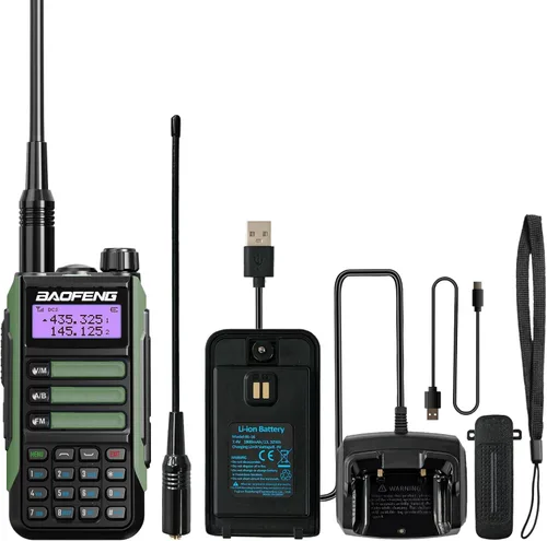 Miniatura 9 de BAOFENG Walkie Talkie UV-16R USB-C 10W con cable de programación Radio bidireccional impermeable de largo alcance de doble banda Radio portátil