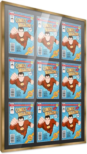 Miniatura 72 de Poster Palooza Marco de cómic con paspartú para 1 cómic de la Edad de Bronce publicado entre 1970 y 1985, marco de cómic negro para cómic de 7.25 x