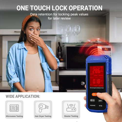 Miniatura 5 de Medidor EMF recargable, detector de campo electromagnético de mano con LCD digital, adecuado para inspecciones EMF en el hogar y al aire libre