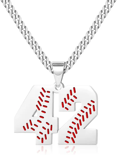 Miniatura 67 de Btysun Collares de béisbol de béisbol número 0-99 dijes de acero inoxidable para hombres, regalos de béisbol, papá, marido, regalo de Navidad
