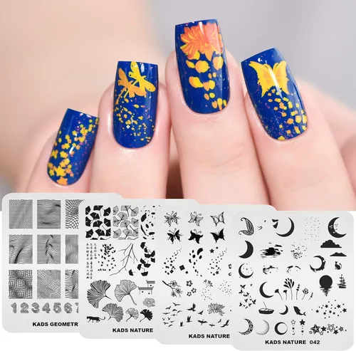 Miniatura 2 de KADS Juego de 21 platos para sellos de uñas, 20 platos, copos de nieve de Navidad, lindos animales + 1 bolsa de almacenamiento de sinfonía láser