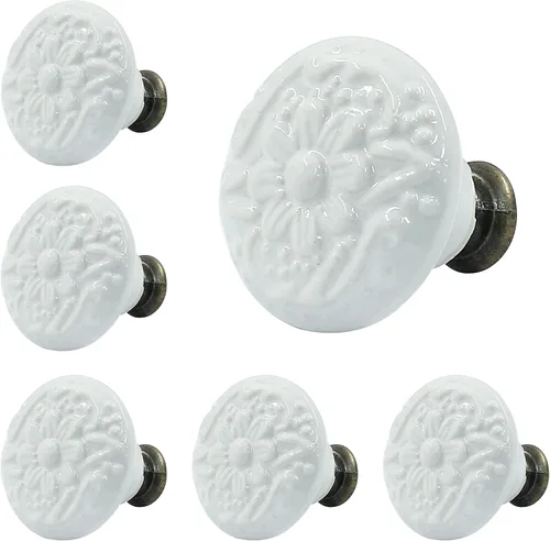 Miniatura 17 de Piutouyar Pomos y tiradores de cerámica negra para cajones, aparadores, armarios, 1.339 in / 1.3 pulgadas de diámetro (4 unidades)