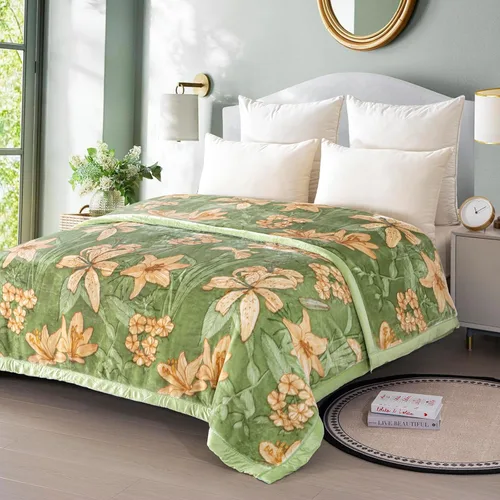 Miniatura 12 de Manta de visón coreano de 55"×75", sedosa, suave y cálida - Manta de cama Raschel reversible de 2 capas para cama individual. (150x200cm-2.5kg).