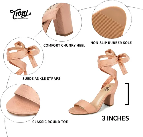 Miniatura 3 de Trary - Sandalias de tacón grueso con cordones para mujer