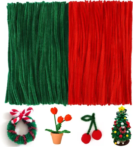 Miniatura 19 de jijAcraft 200 piezas de limpiadores de tubería rosa - Tallos de chenilla para manualidades con flores, 30 cm de tallos de chenilla para artesanías