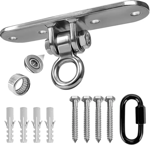 Miniatura 14 de Colgador de columpio de alta resistencia, funcionamiento suave, rodamientos giratorios de 180° y 360°, capacidad de 1500 libras para sillas
