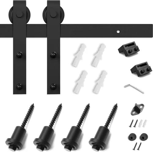 Miniatura 5 de SMARTSTANDARD Kit de herrajes para puerta corrediza de granero heavy duty resistente de 5 pies, suave y silencioso, incluye instalación detallada