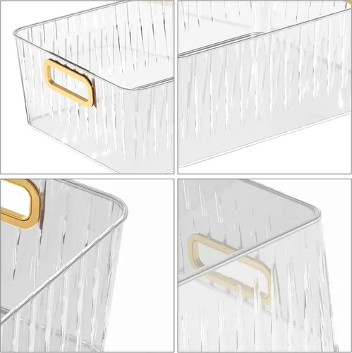 Miniatura 3 de Kekow Paquete de 6 cubos organizadores transparentes de despensa, contenedores de almacenamiento de plástico con asa para cocina, refrigerador