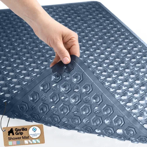 Miniatura 43 de GORILLA GRIP Alfombrilla para bañera patentada, lavable a máquina, con ventosas y orificios de drenaje para mantener las bañeras limpias, suave