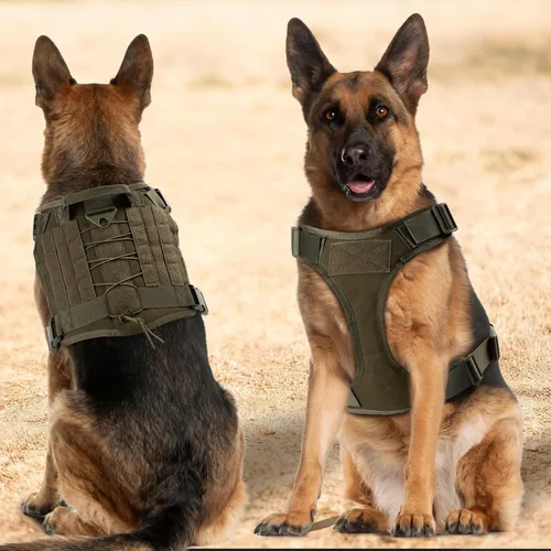 Miniatura 6 de Arnés táctico para perros grandes, ajustable sin tirones, chaleco para perro de servicio adecuado para entrenamiento, caminar y viajar, arnés