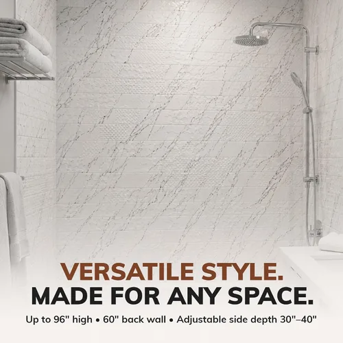 Miniatura 5 de From Plain To Beautiful In Hours 133-640-VERSA-KIT Versa Tile - Paneles de pared para bañera y ducha envolvente (cubiertas/96 pies cuadrados), Mármol