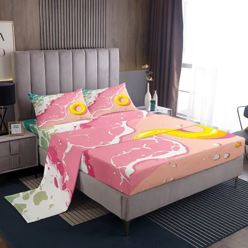 Miniatura 21 de Erosebridal Juego de sábanas de ballena náutica, tamaño individual, juego de ropa de cama vintage azul con ondas oceánicas para niños y niñas