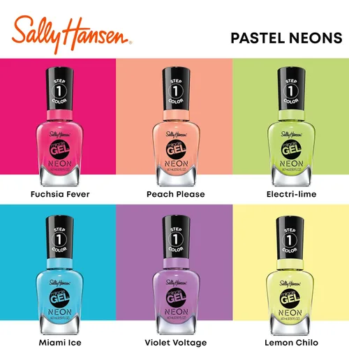 Miniatura 9 de Sally Hansen Miracle Gel Neons Esmalte de uñas de calidad de salón Fórmula similar a gel, sistema de dos pasos, no necesita luz UV, larga duración