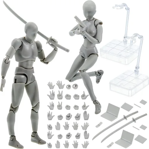 Miniatura 8 de Yookeer Conjunto de cuerpo, figuras de acción de dibujo, muñeca de dibujo de PVC femenino y masculino, modelo humano, maniquí, figuras de maniquí