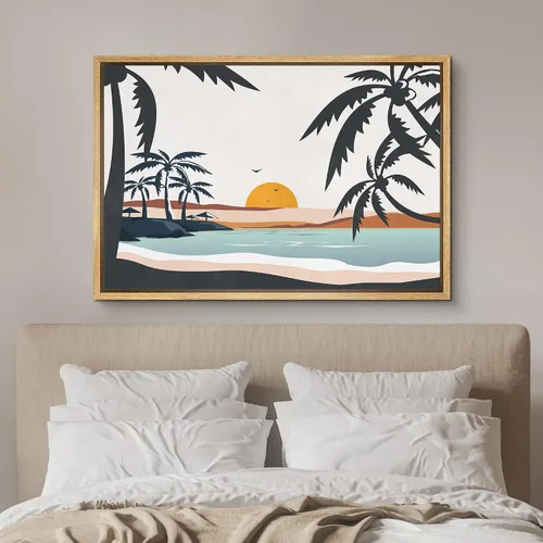 Miniatura 3 de SIGNFORD Lienzo Enmarcado Impresión Arte de Pared Océano Pastel Luz del Sol Puesta de Sol Horizonte Naturaleza Vida Silvestre Ilustraciones Arte