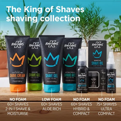 Miniatura 7 de King of Shaves Advanced Sensitive Sérum de afeitado para hombres Clear No Foam Shave Gel Suero híbrido, ayuda a reducir las quemaduras de afeitar