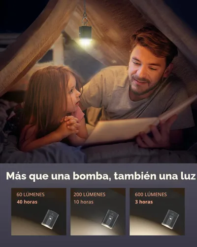 Miniatura 5 de ETENWOLF AIR 3 Bomba de aire para inflables con batería de 2600 mAh y luz de campamento, bomba de aire eléctrica ultrarrápida y mini, desinfla