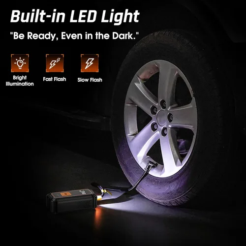 Miniatura 10 de OlarHike Inflador de neumáticos inalámbrico, compresor de aire portátil, 150 PSI de doble potencia, bomba de aire automática de 5400 mAh