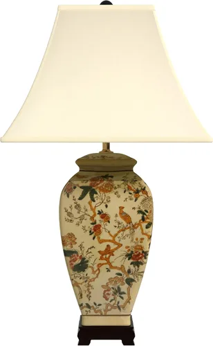 Miniatura 9 de Red Lantern - Lámpara de porcelana (29 pulgadas), floral, color blanco
