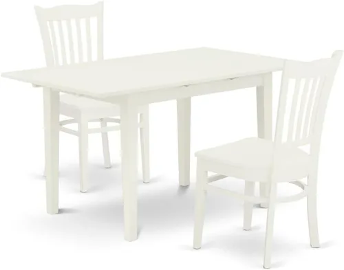 Miniatura 9 de East West Furniture NOGR3-BLK-W - Juego de mesa de comedor de 3 piezas para espacios pequeños que contiene una mesa de comedor rectangular con hoja