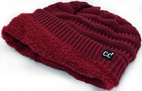 Miniatura 17 de C.C Winter Oversized Beanie Hat with Fuzzy Lining – Thick Knit Thermal Beanie for Cold Weather, Soft Warm Fleece Lined Cap