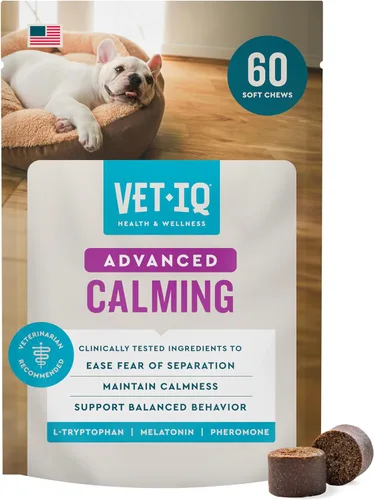 VetIQ Suplemento Avanzado de Apoyo Calmante para Perros, Masticables Calmantes para Perros - Golosinas de Alivio de Ansiedad que Tratan el Estrés y