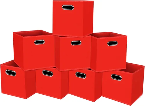 Miniatura 9 de STOREONE - Cubos de almacenamiento de tela con contenedores de cestas (28x28x28 cm) con asas dobles para estante, armario, organizadores de Negro