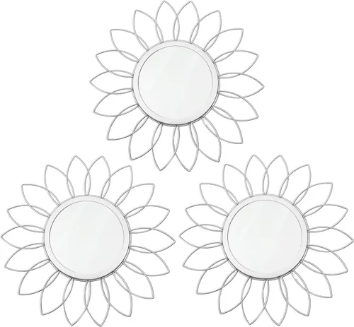 Miniatura 26 de Paquete de 3 espejos metálicos para pared, con diseño de rayos de sol, para decoración del hogar, arte decorativo para colgar en la pared para sala