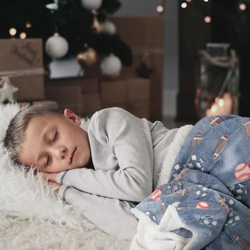 Miniatura 6 de Manta que brilla en la oscuridad. Manta azul gruesa, acogedora, suave y esponjosa de franela de forro polar para dormir para niños, niños pequeños.
