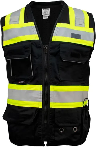 SU500 Premium Surveyors Clase 2 Chaleco resistente, bolsillos para tableta y acolchado para el cuello Negro