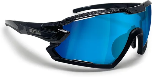 Miniatura 9 de Bertoni Gafas de sol deportivas polarizadas fotocromáticas ciclismo MTB con prescripción portador QUASAR Negro-Aguamarina/Espejo Azul