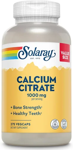 Miniatura 7 de Solaray Citrato de calcio de 1000 mg - Suplemento de calcio quelatado - Apoya la fuerza ósea y dientes saludables - Fácil de digerir - Garantía