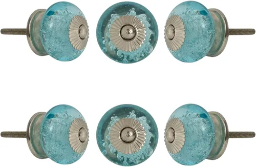 Miniatura 8 de Perilla Home Juego de 4 pomos de burbujas – Perillas decorativas de cristal verde claro – Pomo de cristal para decoración del hogar