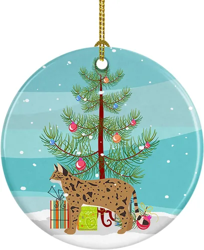 Miniatura 68 de Caroline's Treasures Adorno de cerámica con texto en inglés "Merry Christmas" para colgar en el árbol de Navidad, decoración para el hogar, Navidad