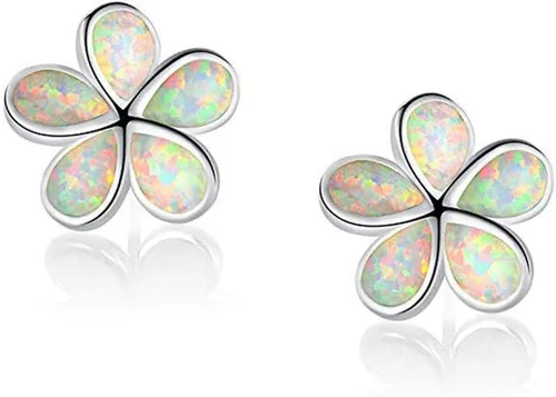 CiNily - Aretes con forma de flor chapados en oro con ópalo hipoalergénicos, aretes colgantes con gota de flores, regalo de joyería para mujeres y