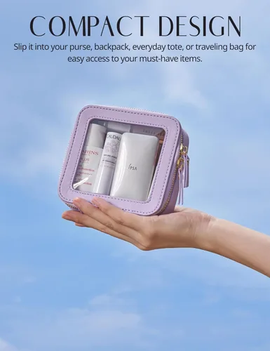 Miniatura 5 de Bolsa de maquillaje transparente Popvibe, estuche de cosméticos de viaje con cremallera, bolsa de aseo transparente con cremallera, organizador