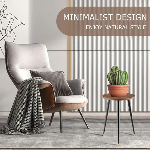 Miniatura 4 de KINNARY Soporte para plantas de interior, mesa de madera de mediados de siglo para macetas, soporte alto de metal resistente, decoración moderna