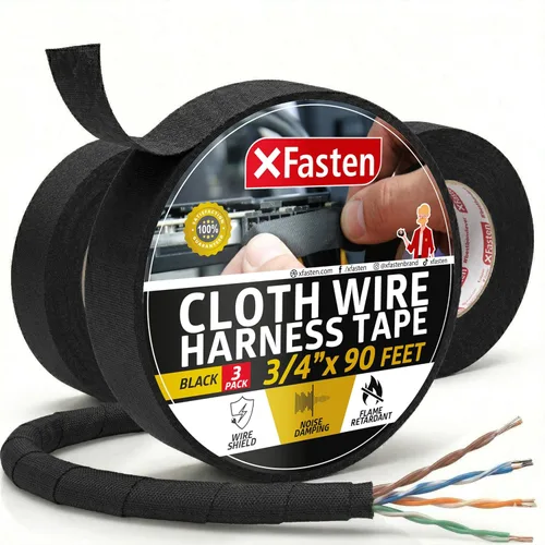 Miniatura 12 de XFasten Cinta de arnés de cables, 3/4 pulgadas x 90 pies, arnés de cableado de alta temperatura, cinta eléctrica de tela de fieltro autoadhesiva