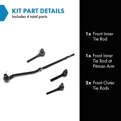 Miniatura 2 de TRQ Juego de barras de acoplamiento delanteras interiores y exteriores de 4 piezas compatible con Jeep Cherokee 1991-2001 y Comanche 91-92