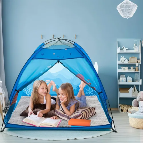 Miniatura 7 de Tienda de juegos submarina para niños, tienda de campaña plegable desplegable para interiores y exteriores, fiesta submarina, tienda de juguetes Azul