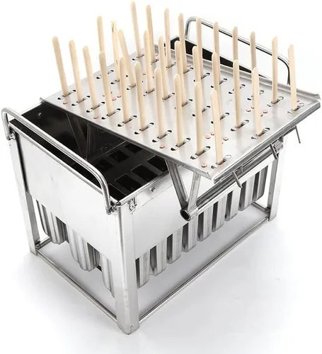 30 moldes de acero inoxidable para paletas de hielo, con 3 ranuras, soporte para palitos de helado, yogur congelado, para el hogar, bar,
