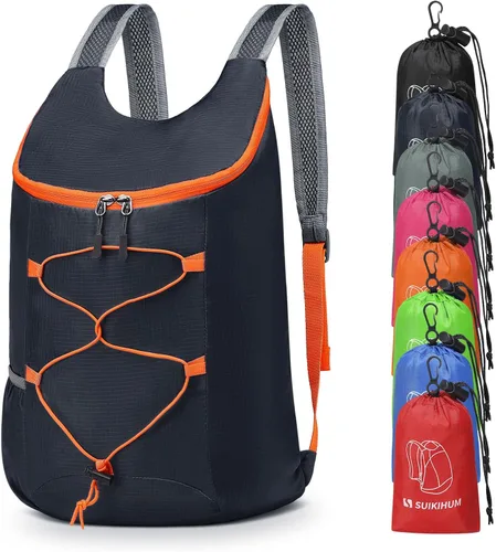 Miniatura 11 de Mochila plegable ligera para senderismo, 20 litros, para acampar, ciclismo, al aire libre, color negro