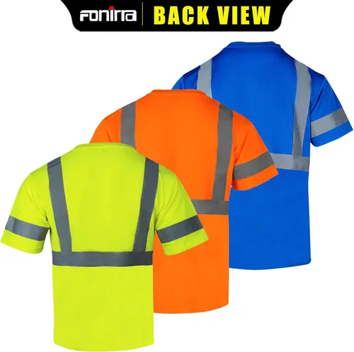 Miniatura 3 de FONIRRA Paquete de 3 camisas reflectantes de seguridad de alta visibilidad para hombres de alta visibilidad para trabajo de construcción con manga