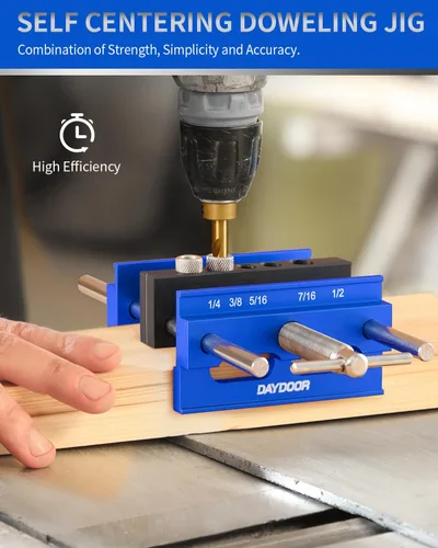 Miniatura 2 de DAYDOOR Plantilla de clavija autocentrante de 6.7 pulgadas, plantilla de clavija de gran capacidad y guía de taladro para carpintería, kit completo